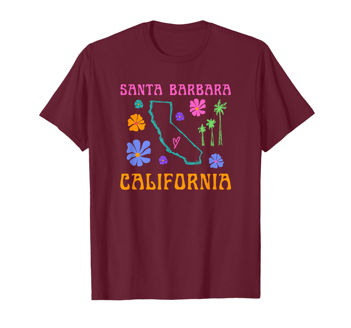 Santa Barbara California Retro Groovy Vacation and Travel T-Shirt