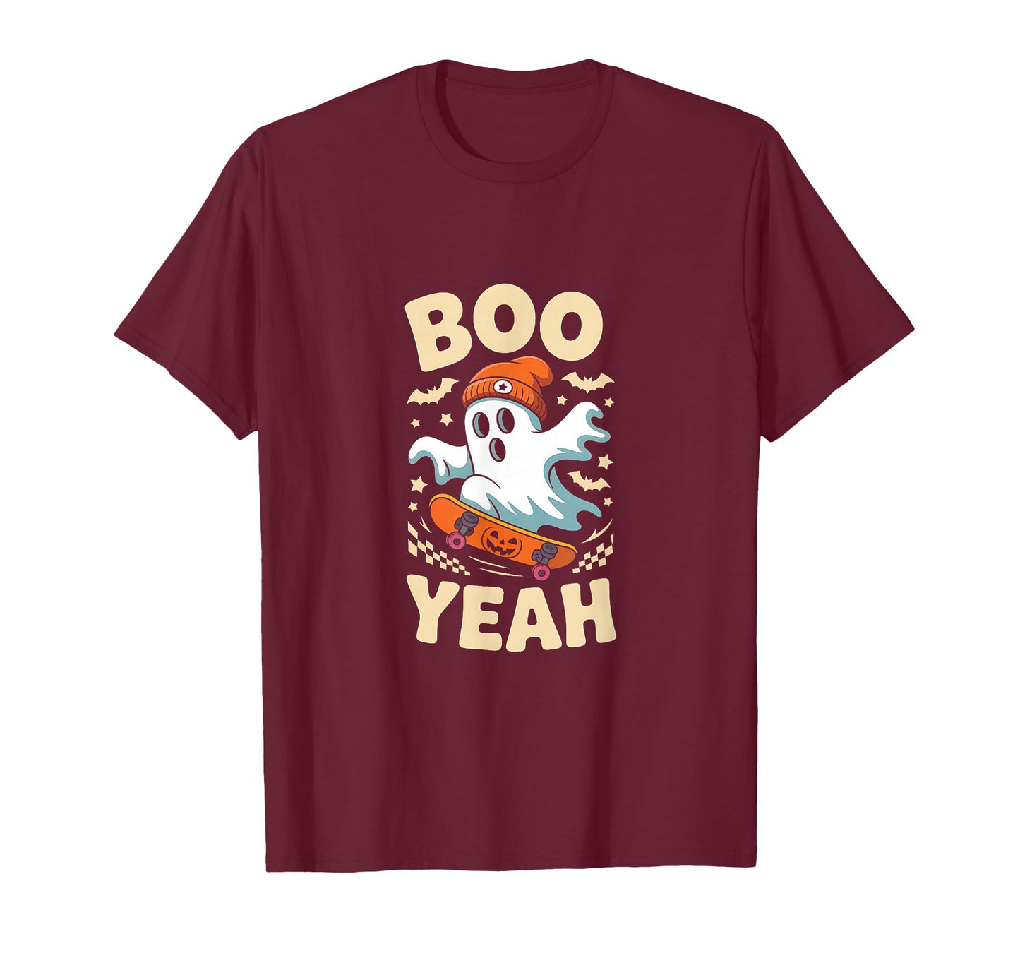 Boo Yeah Halloween Ghost Boys Retro Skateboard Toddler Kids T-Shirt