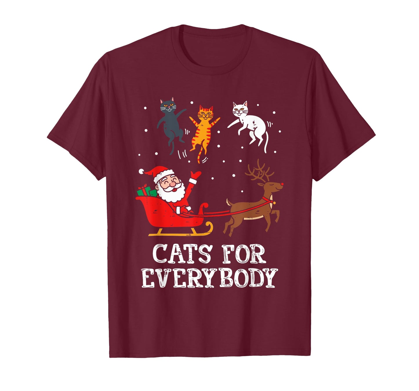 Cats for Everybody Funny Santa Reindeer Christmas Cat Lovers T-Shirt