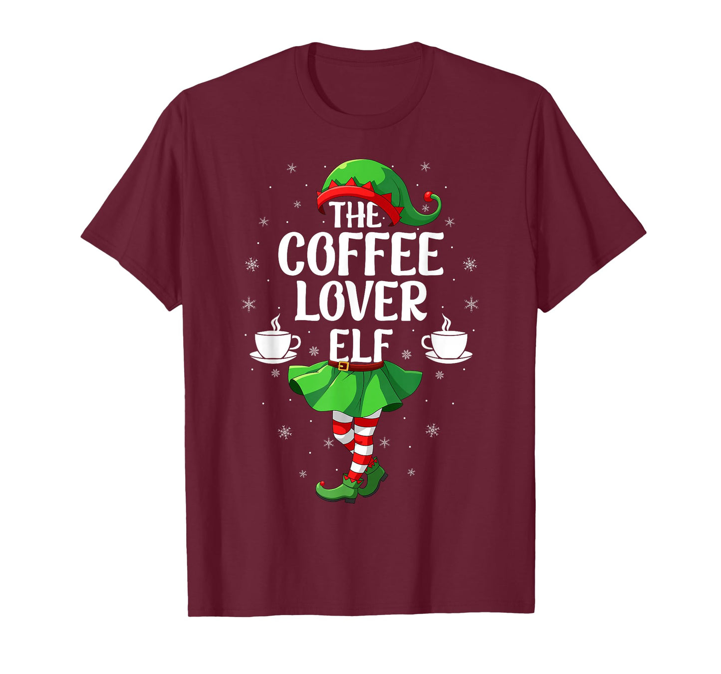 Coffee Lover Elf Christmas Girls Women Elf Squad Xmas Family T-Shirt