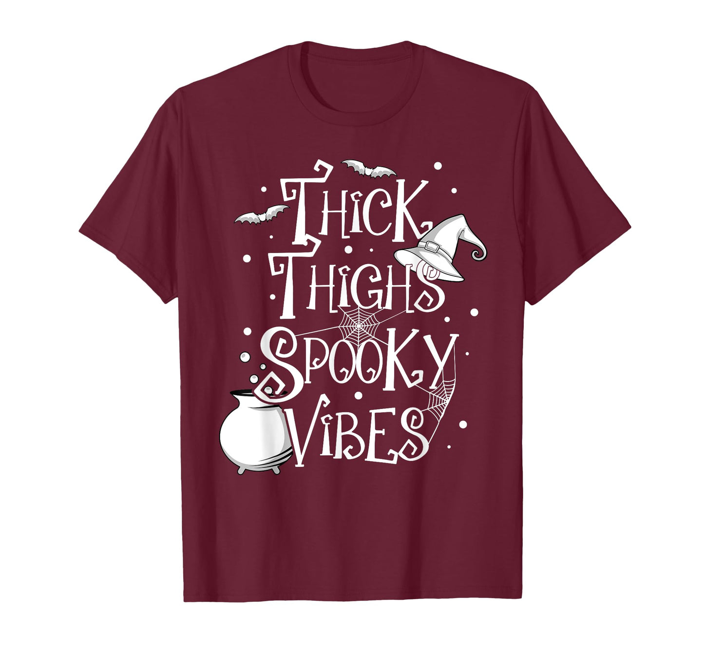 Thick Thighs Spooky Vibes Halloween Party Gym Workout Witch T-Shirt
