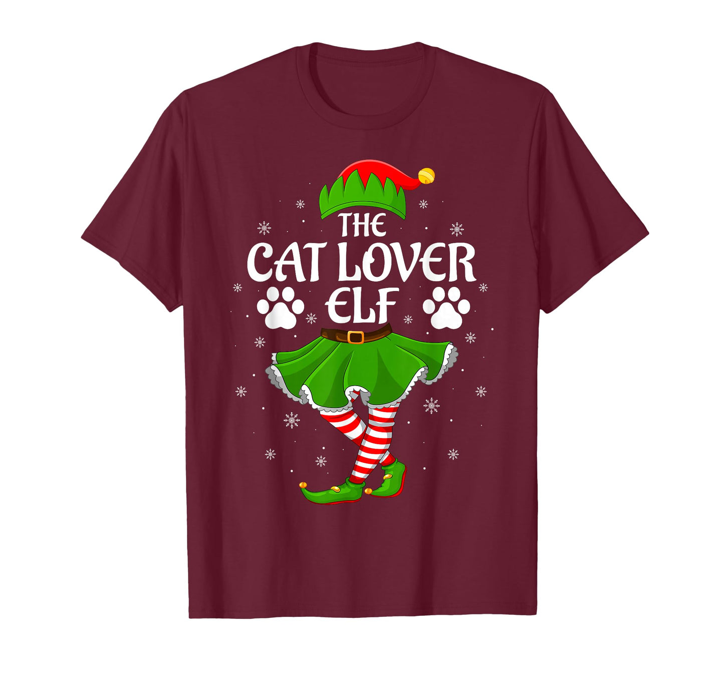 Cat Lover Elf Christmas Family Girls Women Elf Squad Xmas T-Shirt