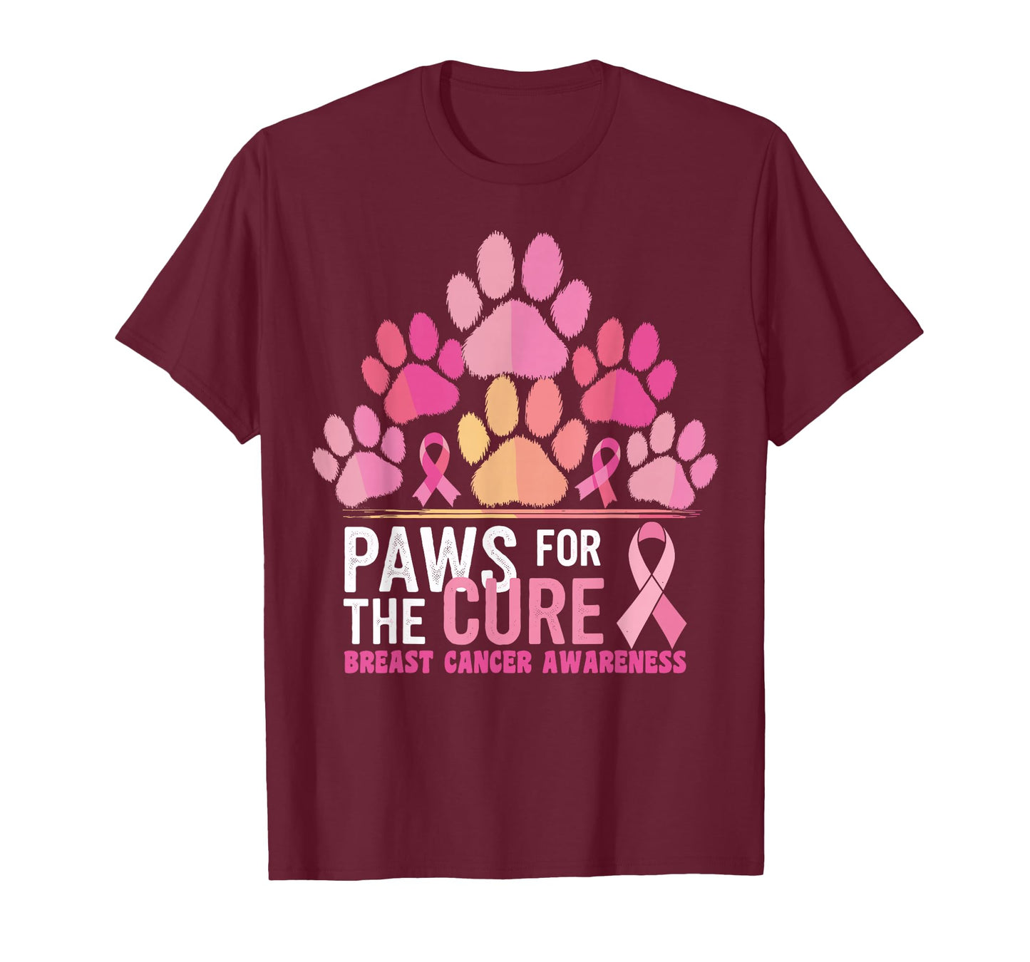 Pink Paws For The Cure Breast Cancer Awareness Dog Cat Lover T-Shirt