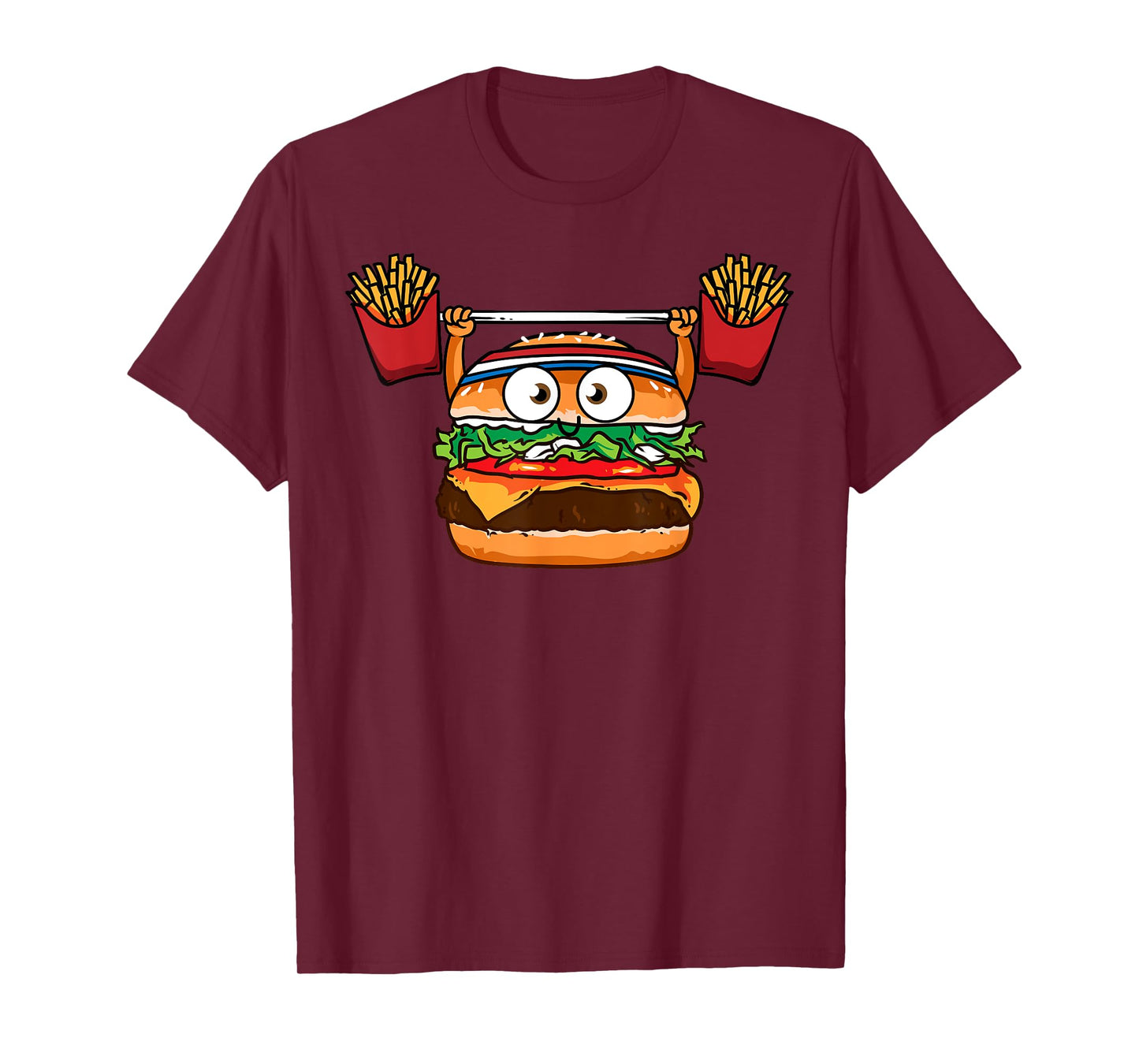 Funny Burger Weightlifting Fries Hamburger Cheeseburger Joke T-Shirt