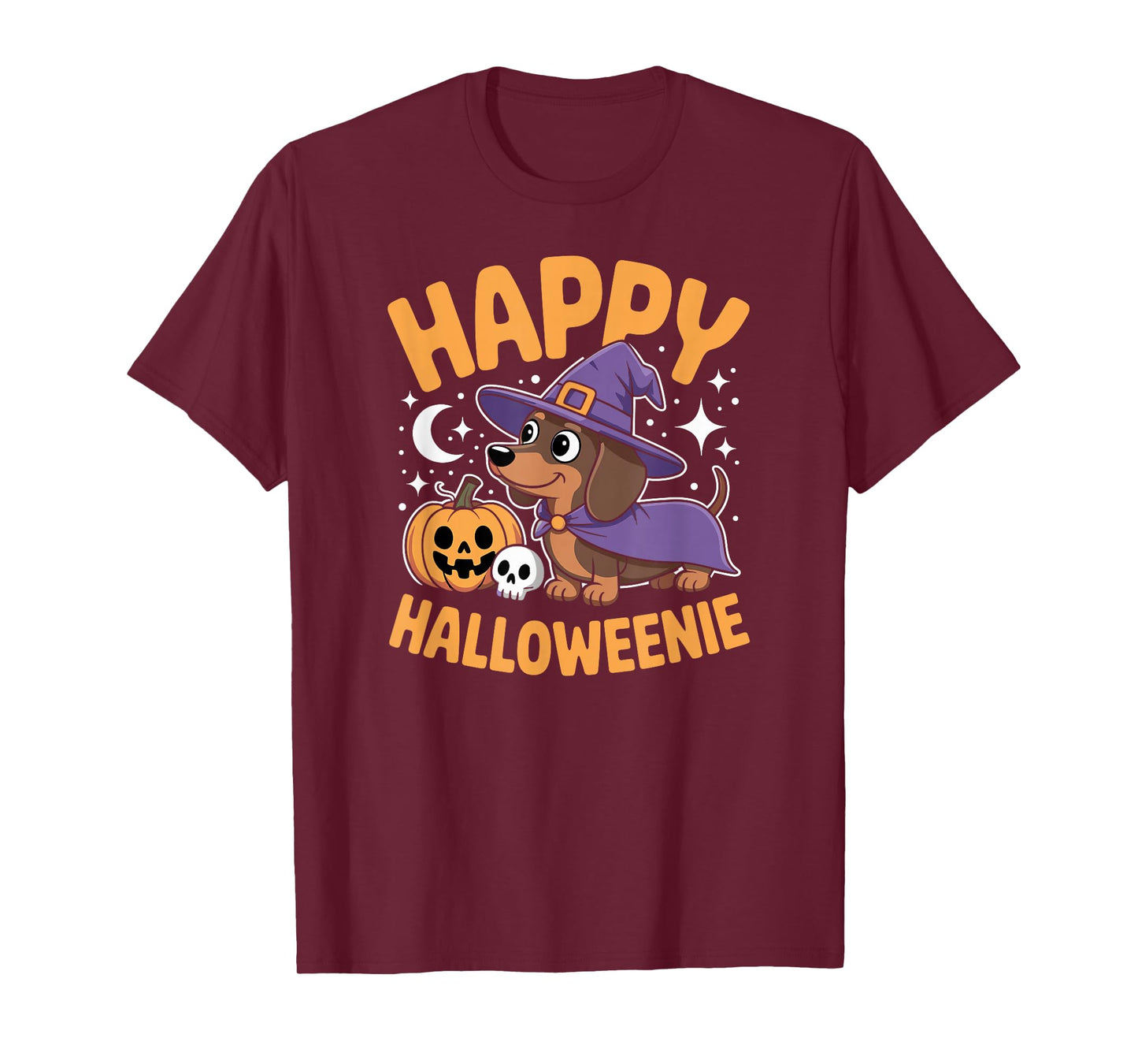 Cute Halloweenie Dachshund Dog in Witch Hat for Pet Lovers T-Shirt