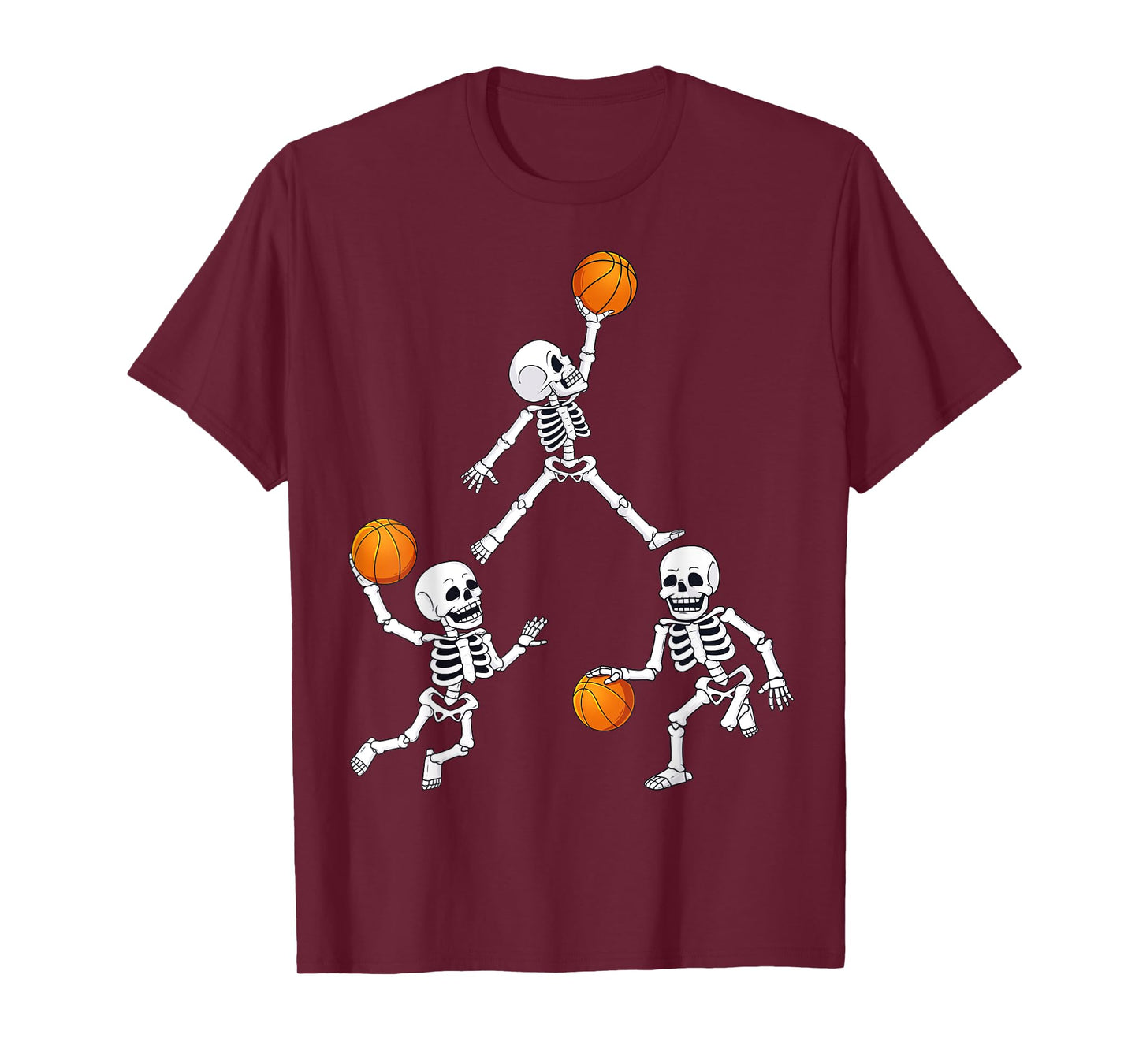 Basketball Halloween Skeleton Dunking Dribble Boys Kids Teen T-Shirt