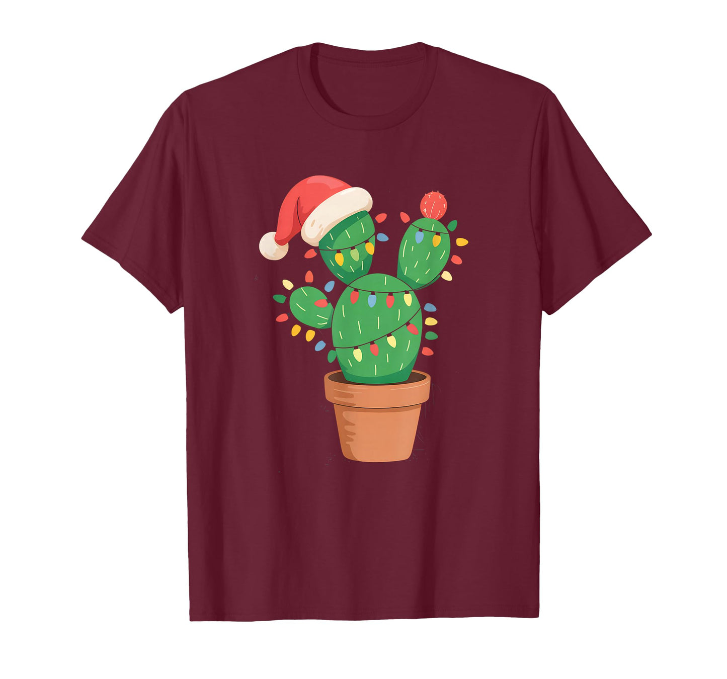 Christmas Lights Cactus Lover Funny Xmas for Men Women T-Shirt