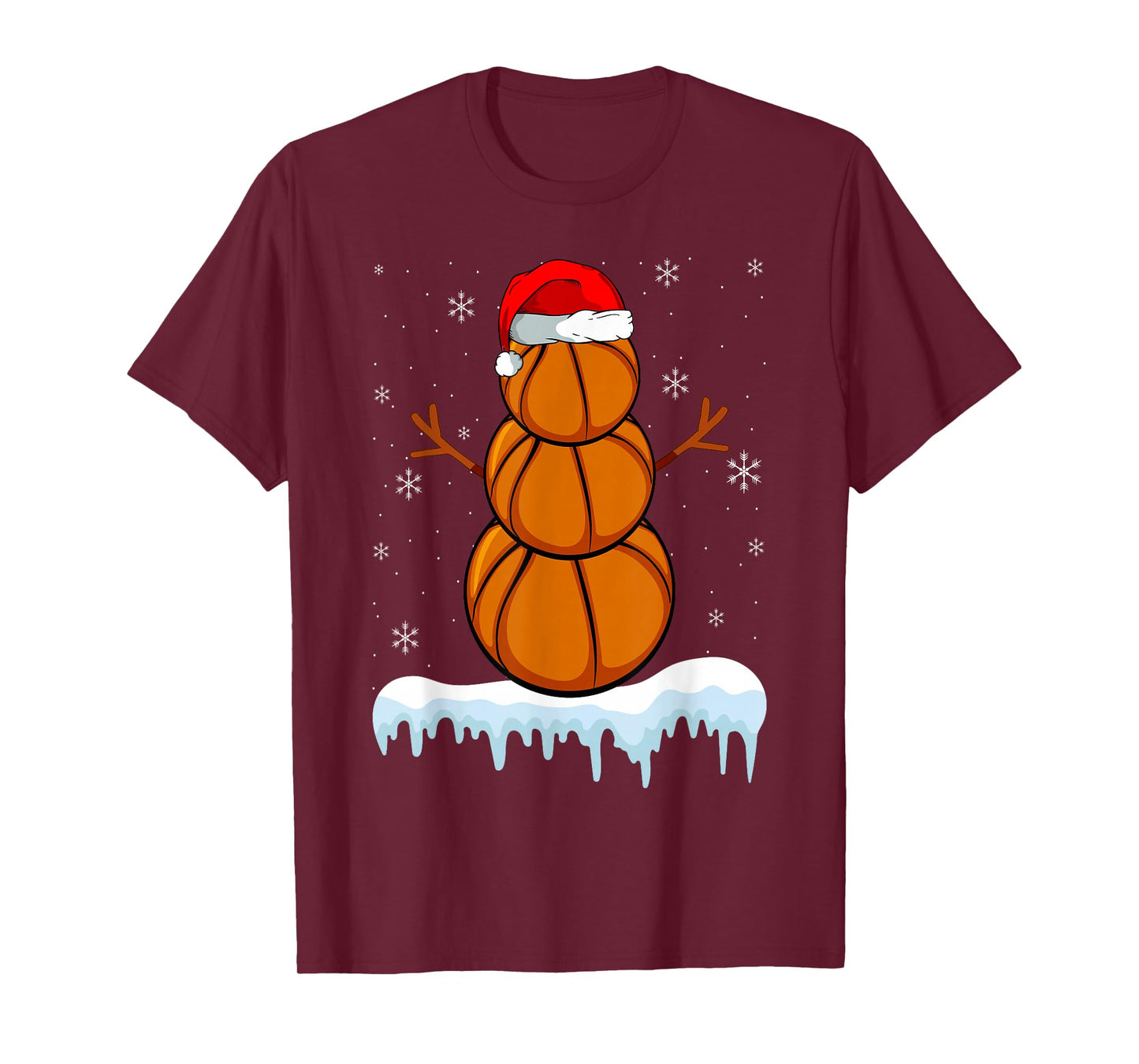Christmas Basketball Santa Snowman Lovers T-Shirt