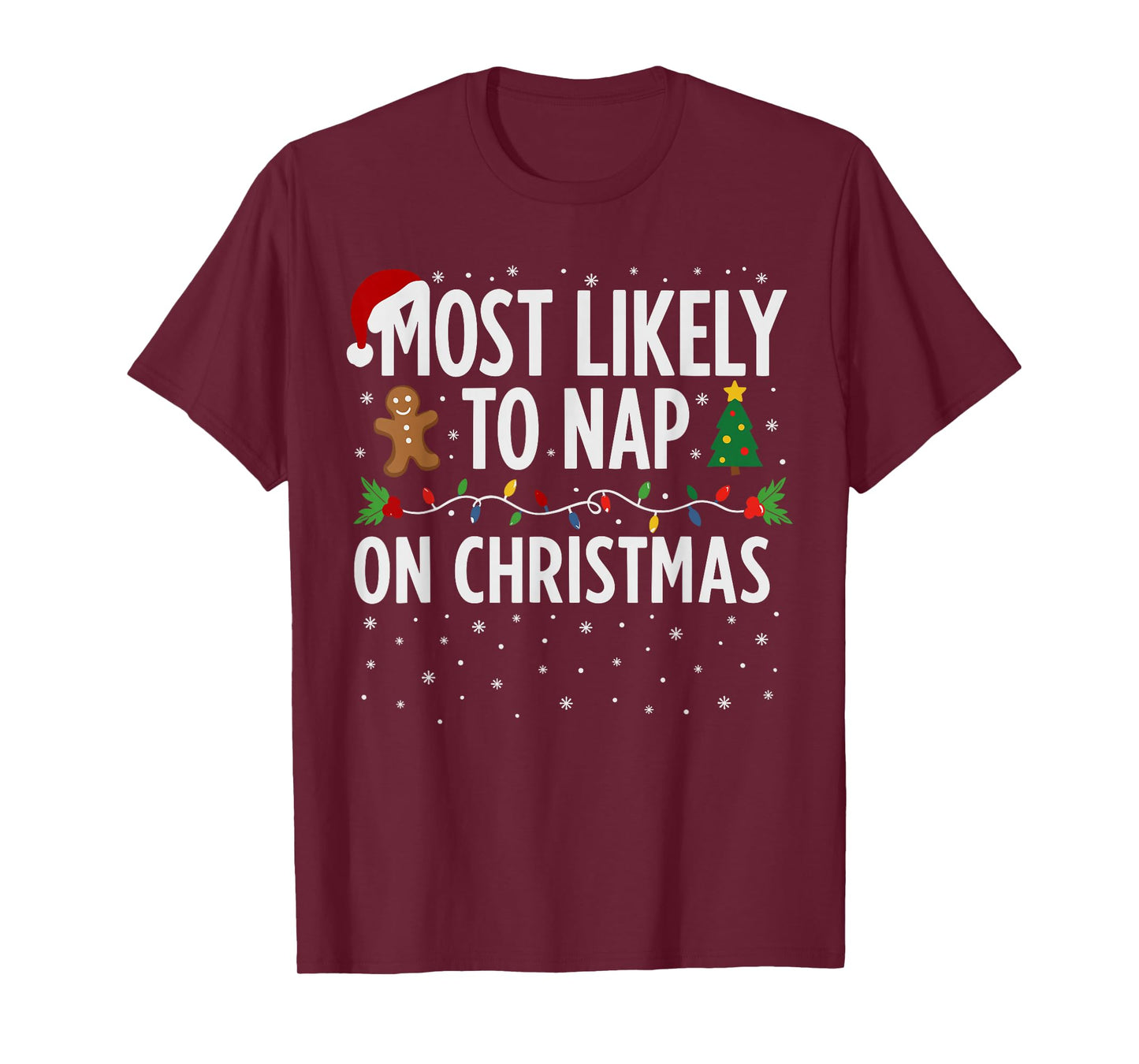 Most Likely to Nap on Christmas Shirt Men, Funny Xmas Lazy T-Shirt