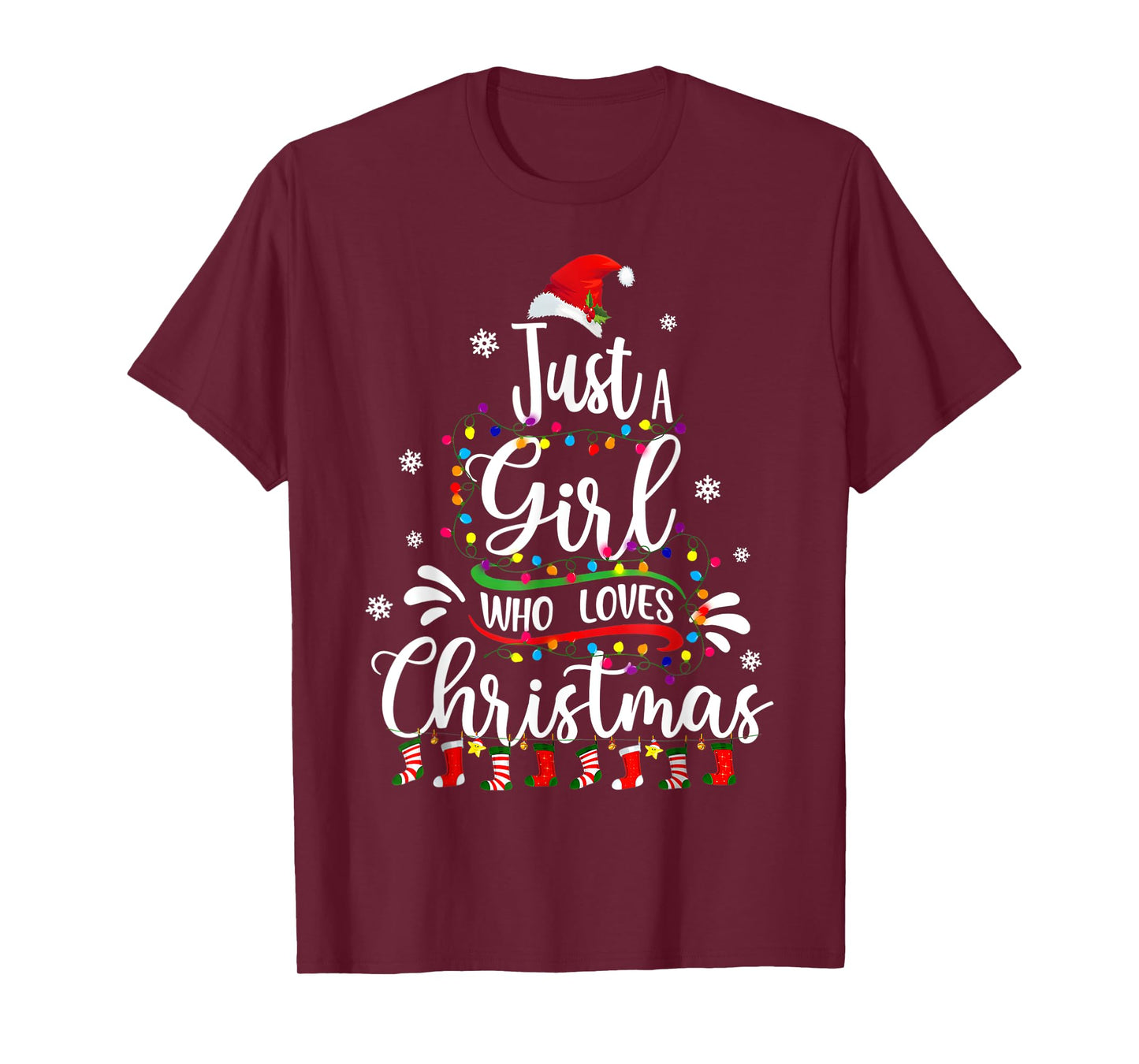Merry Christmas Just A Girl Who Loves Christmas Tree Xmas T-Shirt