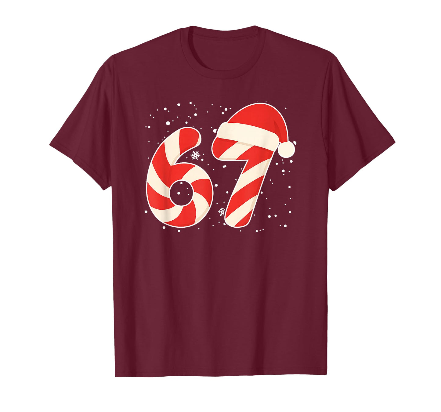 67 Candy Cane Drip Meme Six Seven Funny Xmas Gen Alpha Slang T-Shirt