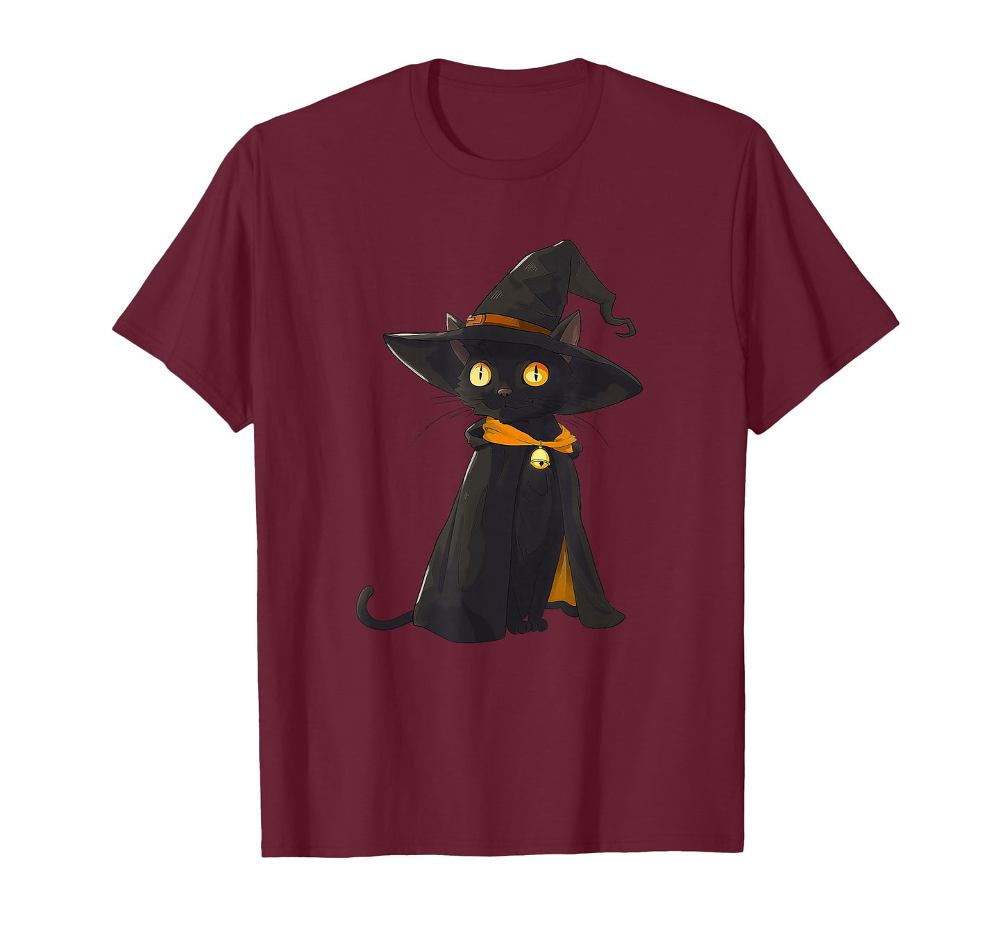 Scary Halloween Black Cat Witch Hat Costume T-Shirt