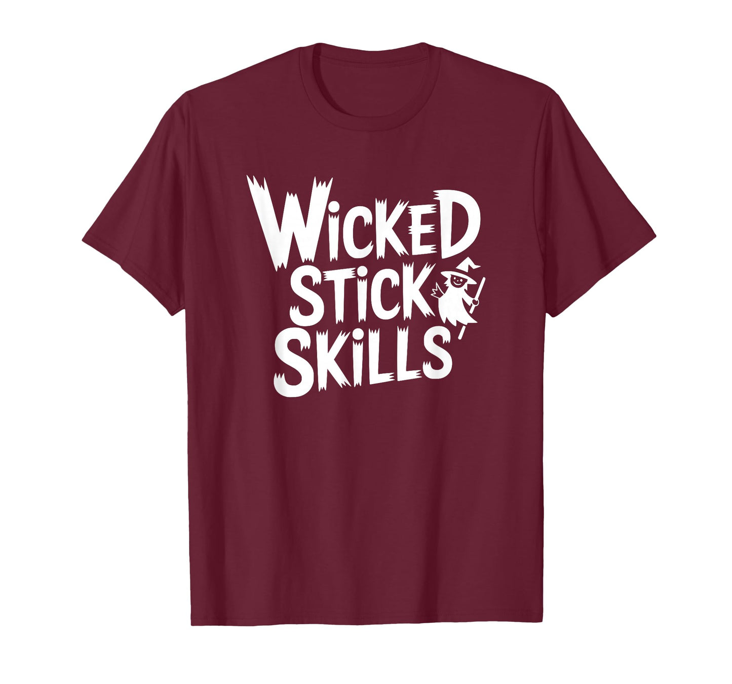 Womens Halloween Wicked Stick Skills Witch Broom T-Shirt