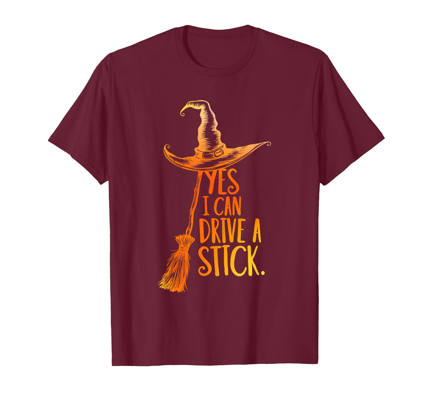 Yes I Can Drive A Stick Funny Halloween Spooky Witch Vintage T-Shirt