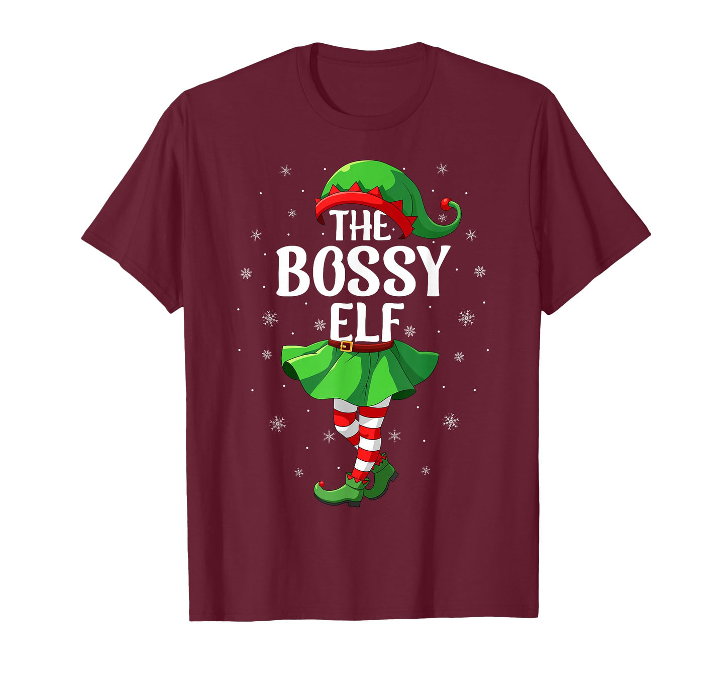 Bossy Elf Christmas Girls Women Elf Squad Xmas Family T-Shirt