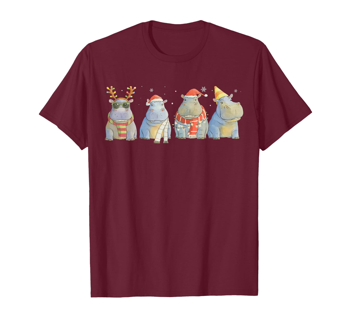 Cute Hippopotamus Christmas Santa Funny Hippo Xmas Men Kids T-Shirt