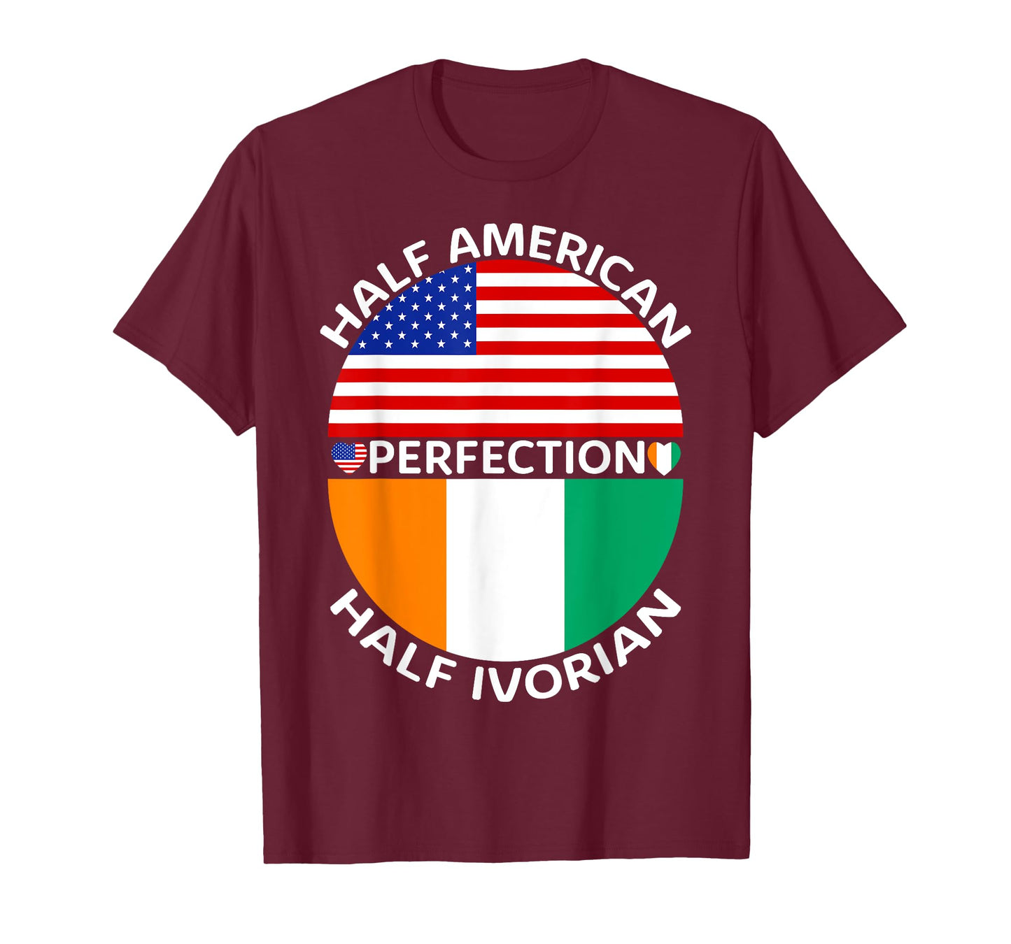 Half American Half Ivorian Ivory Coast Flag Root Men Women T-Shirt