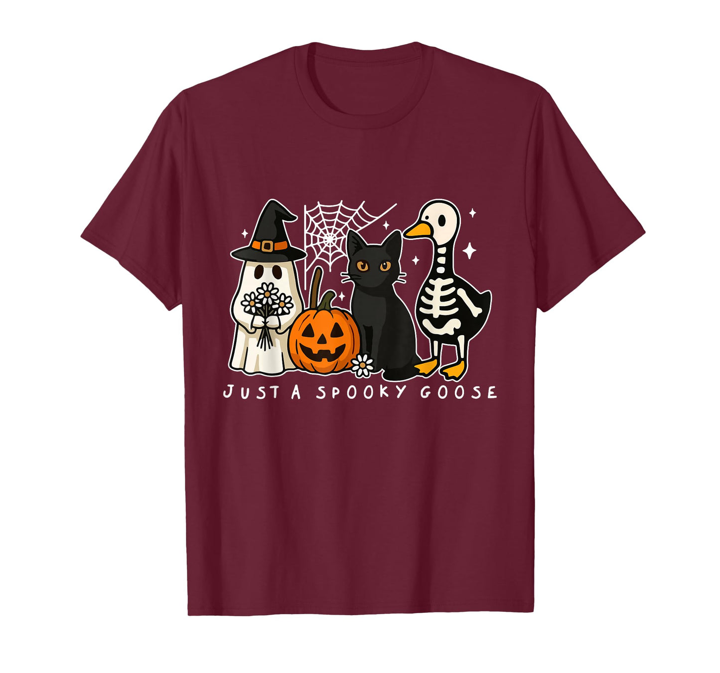 Just A Spooky Goose Halloween Silly Goose Black Cat Spooky T-Shirt