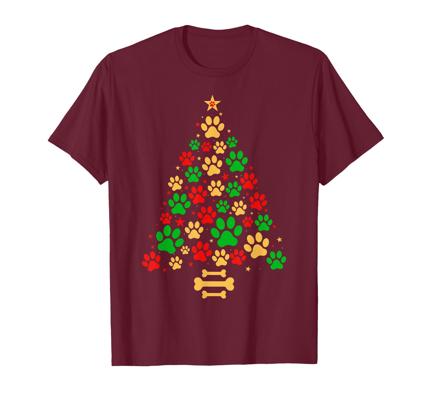 Cat Dog Paw Xmas Pajamas Funny Dog Cat Lover Christmas Tree T-Shirt
