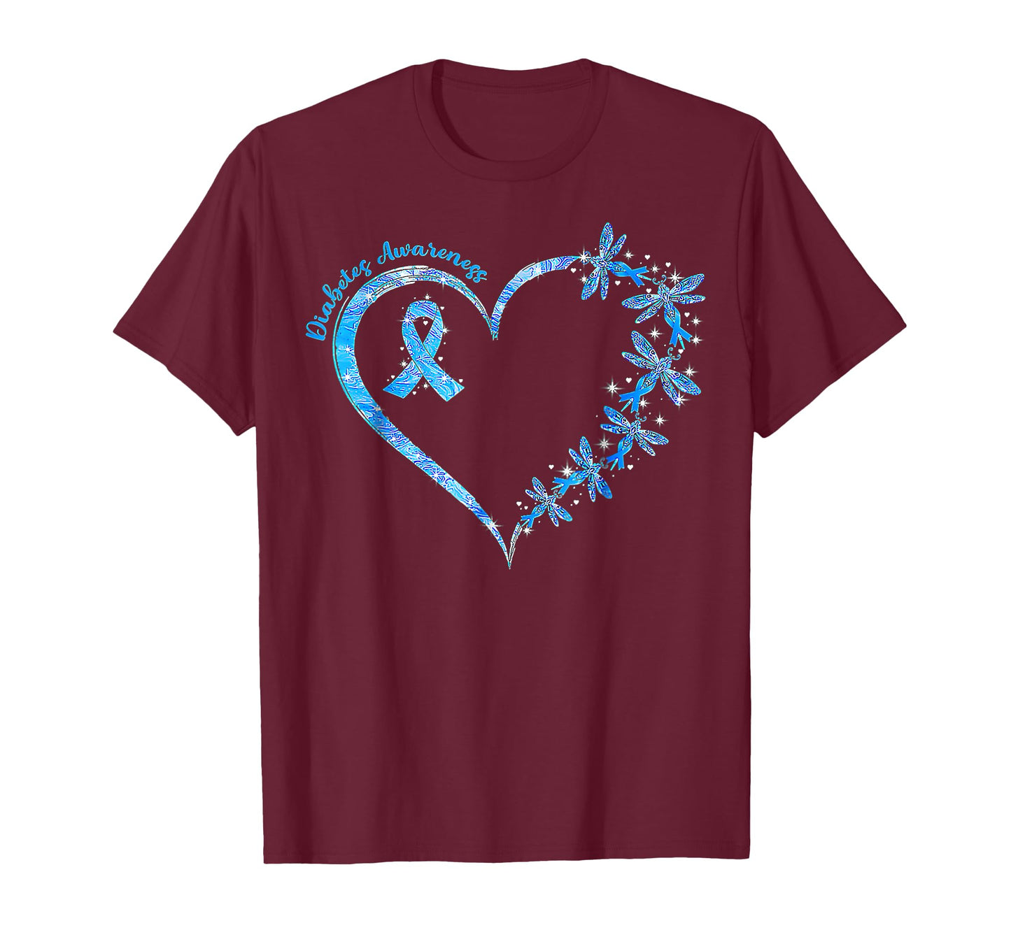 In November We Wear Blue Cure Diabetes Awareness Love Heart T-Shirt