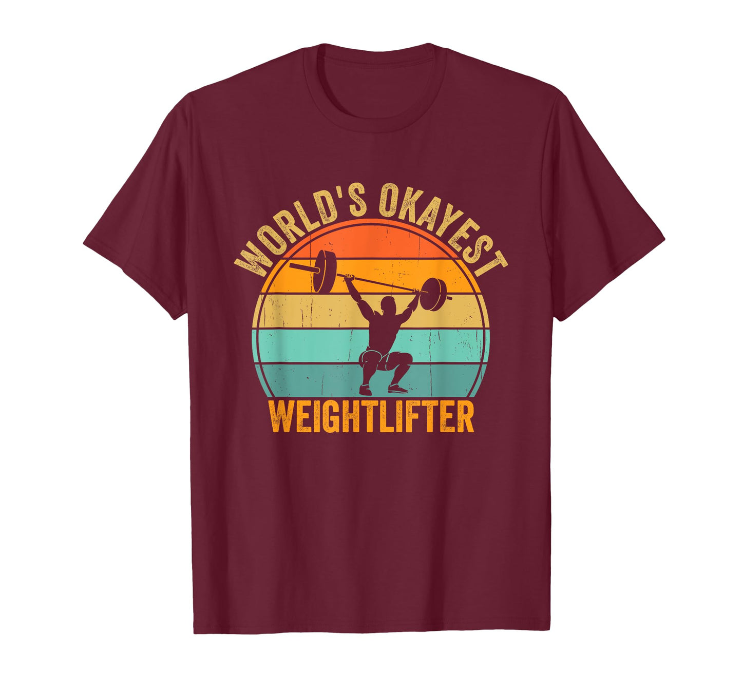 Funny World's Okayest Weightlifter Retro Gym Workout Humor T-Shirt