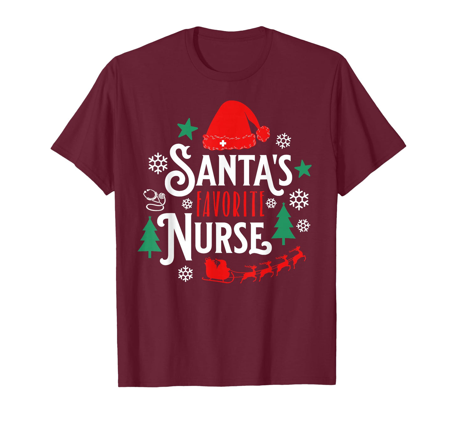Santa Loves Nurses Nurse Funny Christmas Nursing T-Shirt