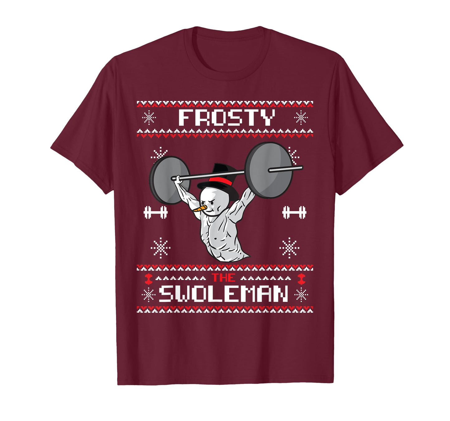 Frosty the Swoleman Ugly Christmas Sweater Funny Snowman Gym T-Shirt