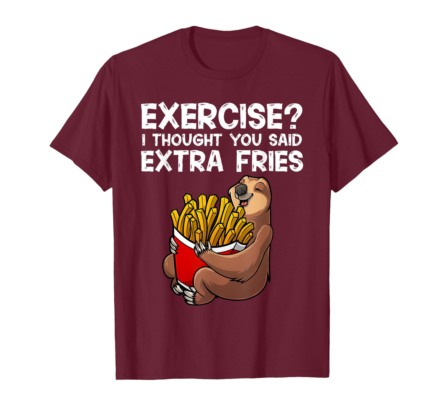 French Fries Lover Sloth For Men Women Extra Fries Potatoes T-Shirt