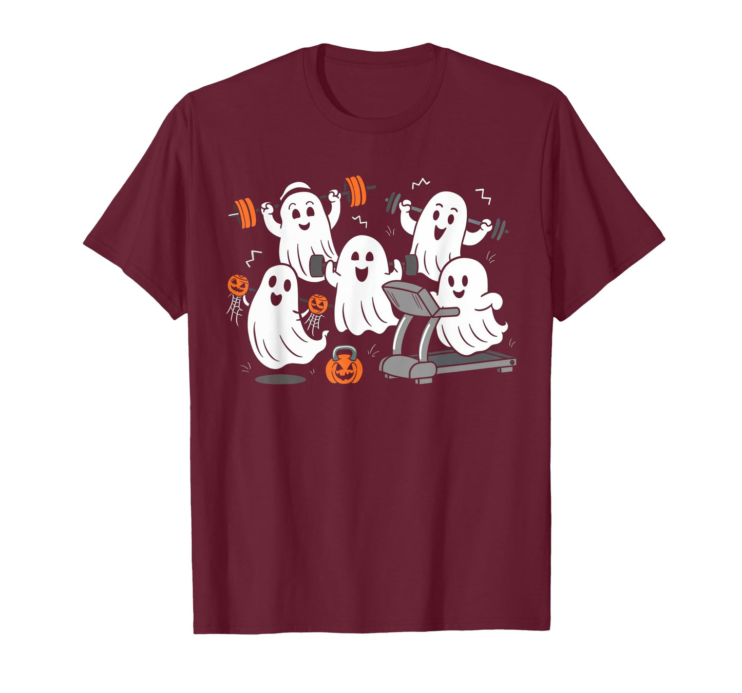 Working Out Ghost Gym Halloween Shirt Fitness Weightlifting T-Shirt