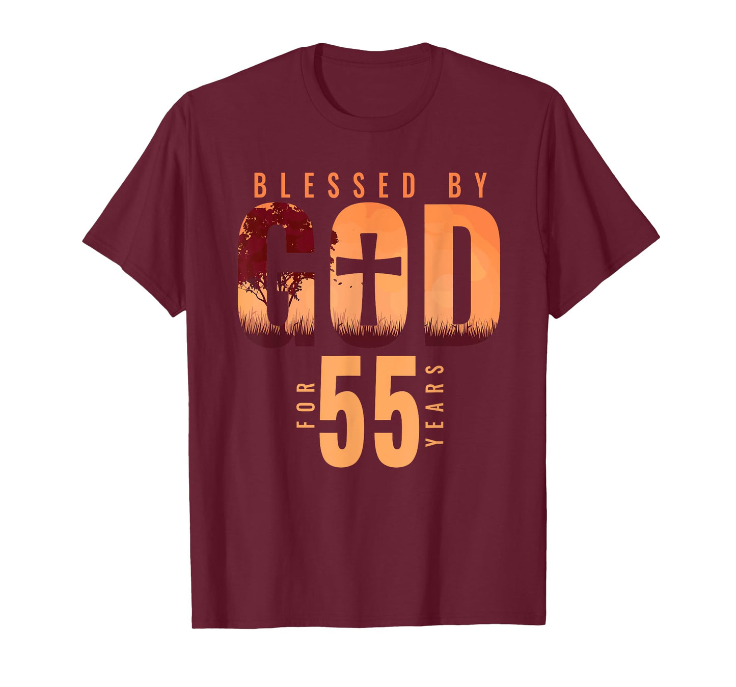 Blessed By God For 55 Years 55th Birthday Religious Theme T-Shirt