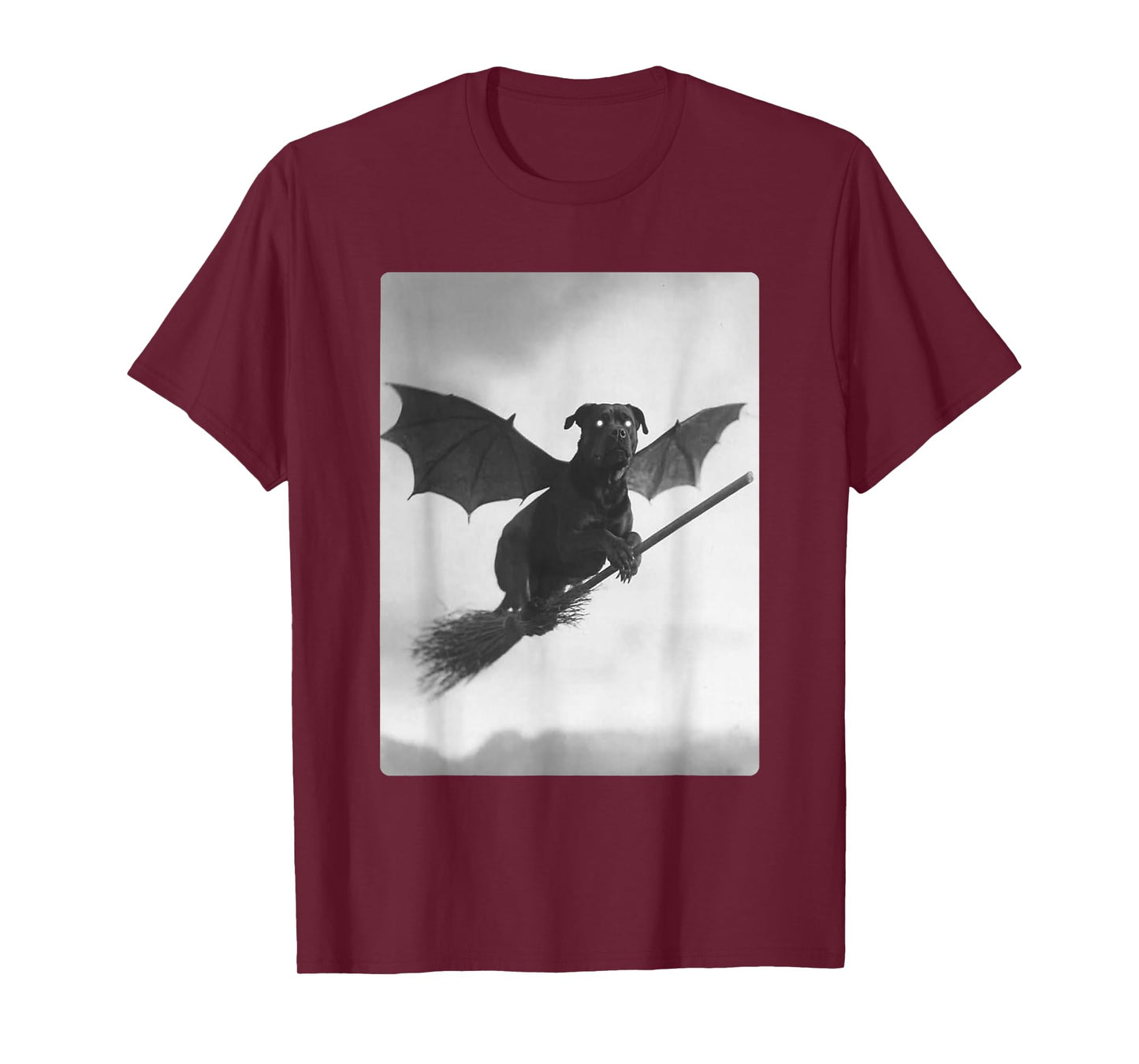 Gothic Rottweiler Witch Broom Bat Wings Spooky Halloween Dog T-Shirt