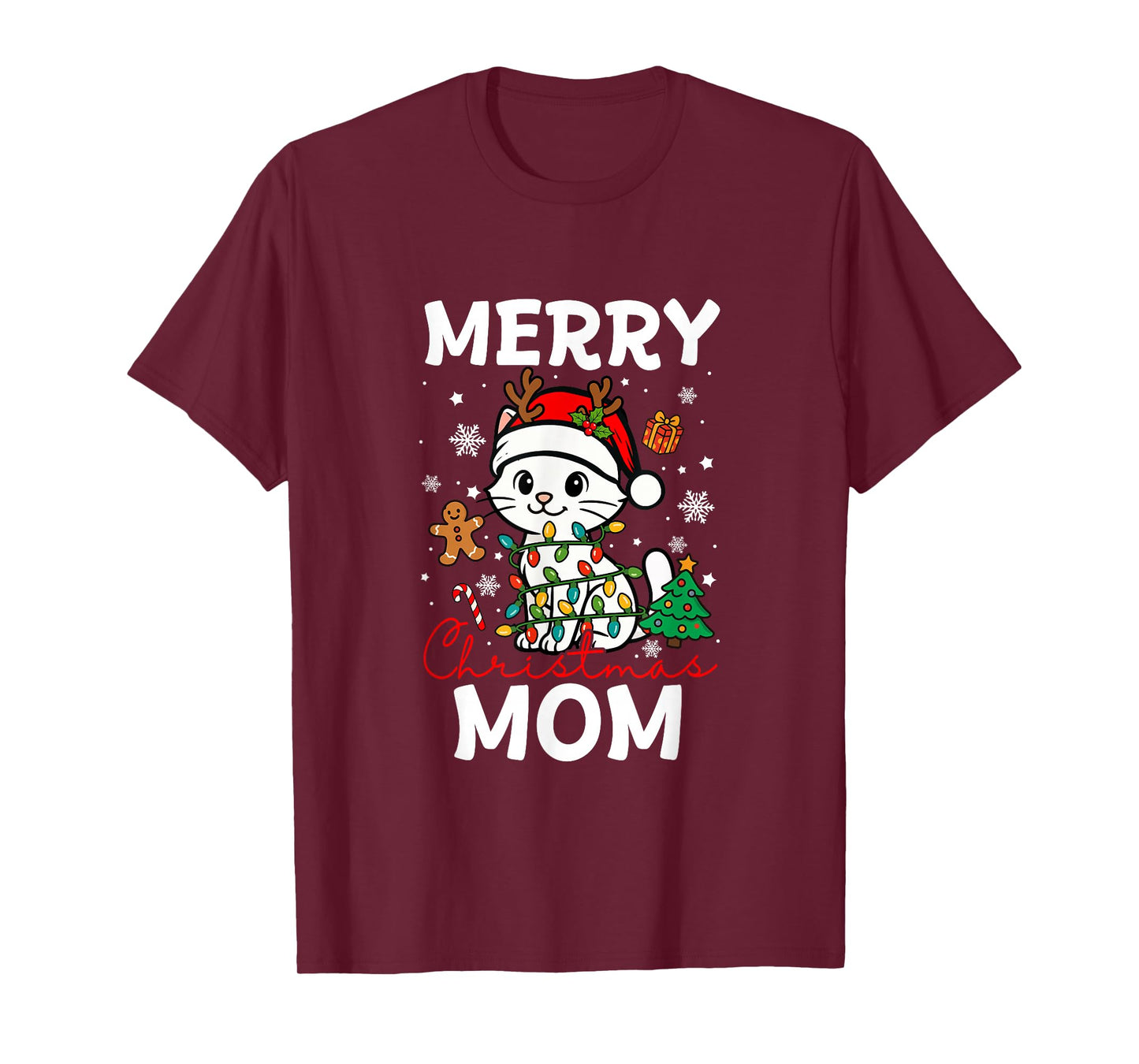 Merry Christmas Mom Santa Cat Funny Owner Lover Family T-Shirt