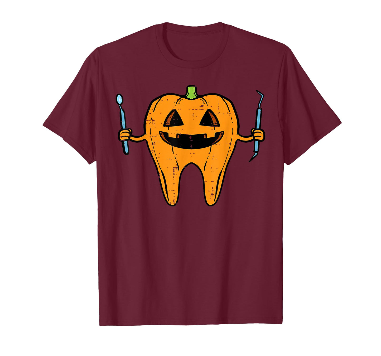 Halloween Dentist Tooth Pumpkin Dental Costume Men Women Kid T-Shirt