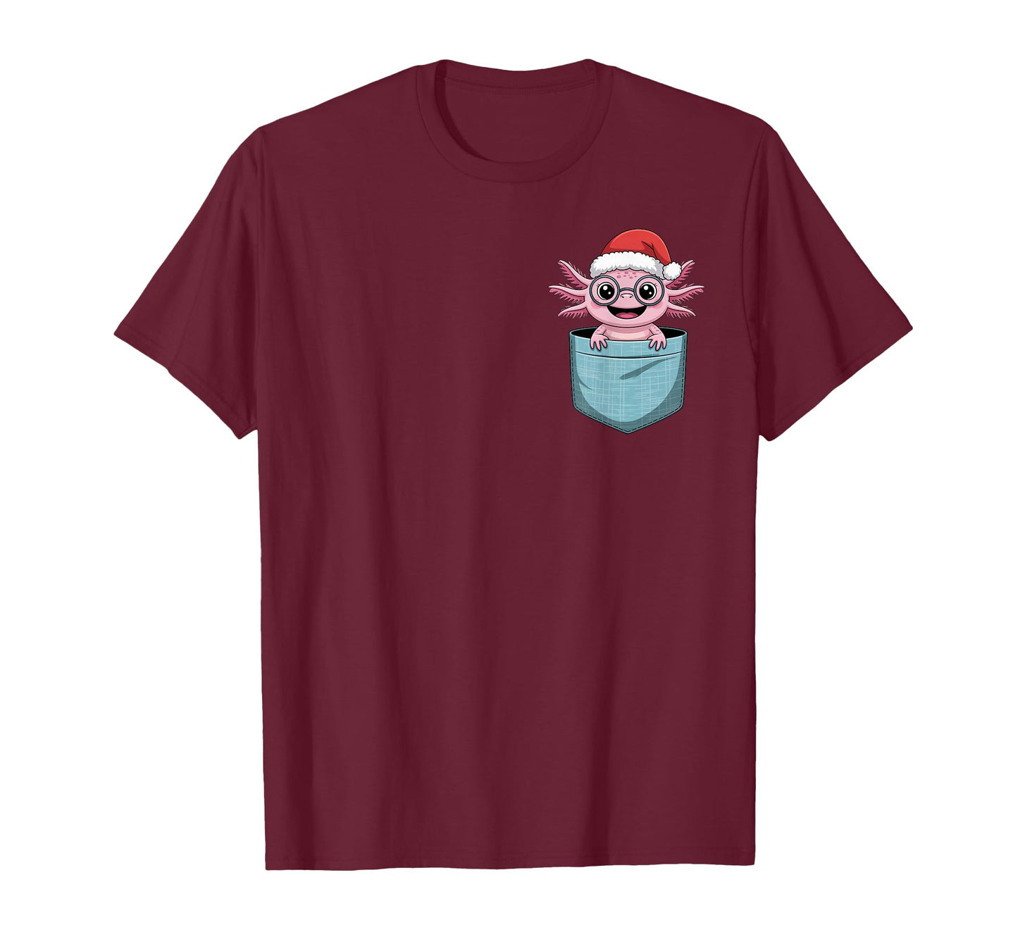 Cute Axolotl Pocket Christmas Funny Holiday Animal T-Shirt