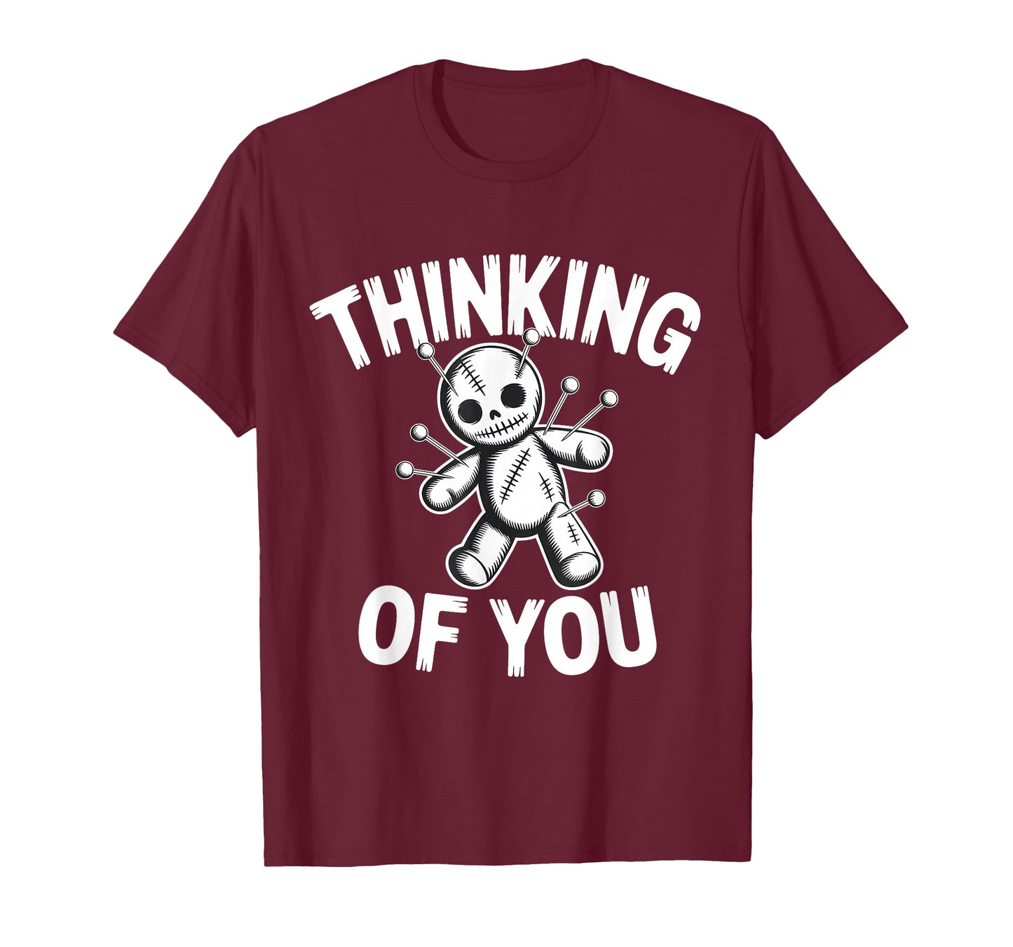Creepy Voodoo Doll Thinking of You Funny Halloween Witch Mag T-Shirt