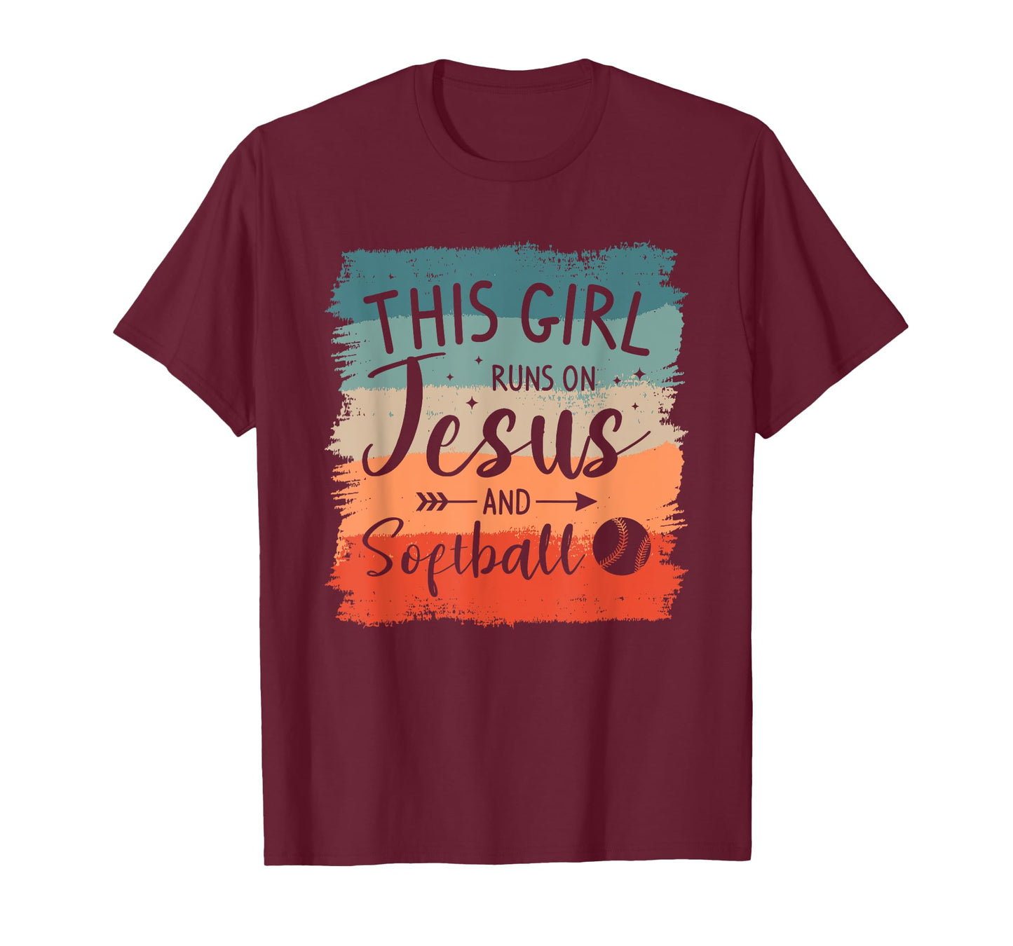 This Girl Runs On Jesus And Softball Softballer T-Shirt