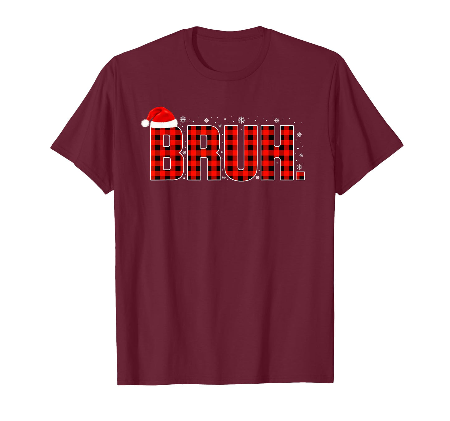Bruh Funny Christmas Plaid Teens Boys Kids Xmas Pajamas T-Shirt