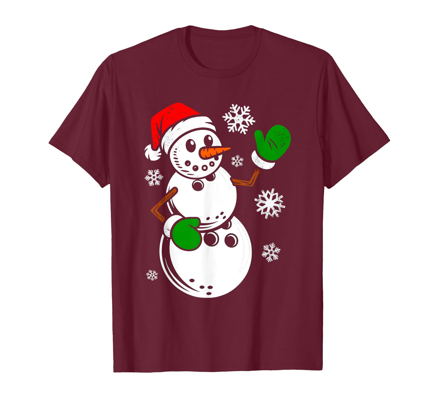 Bowling Santa Hat Snowman Xmas Funny Bowling Lover Christmas T-Shirt