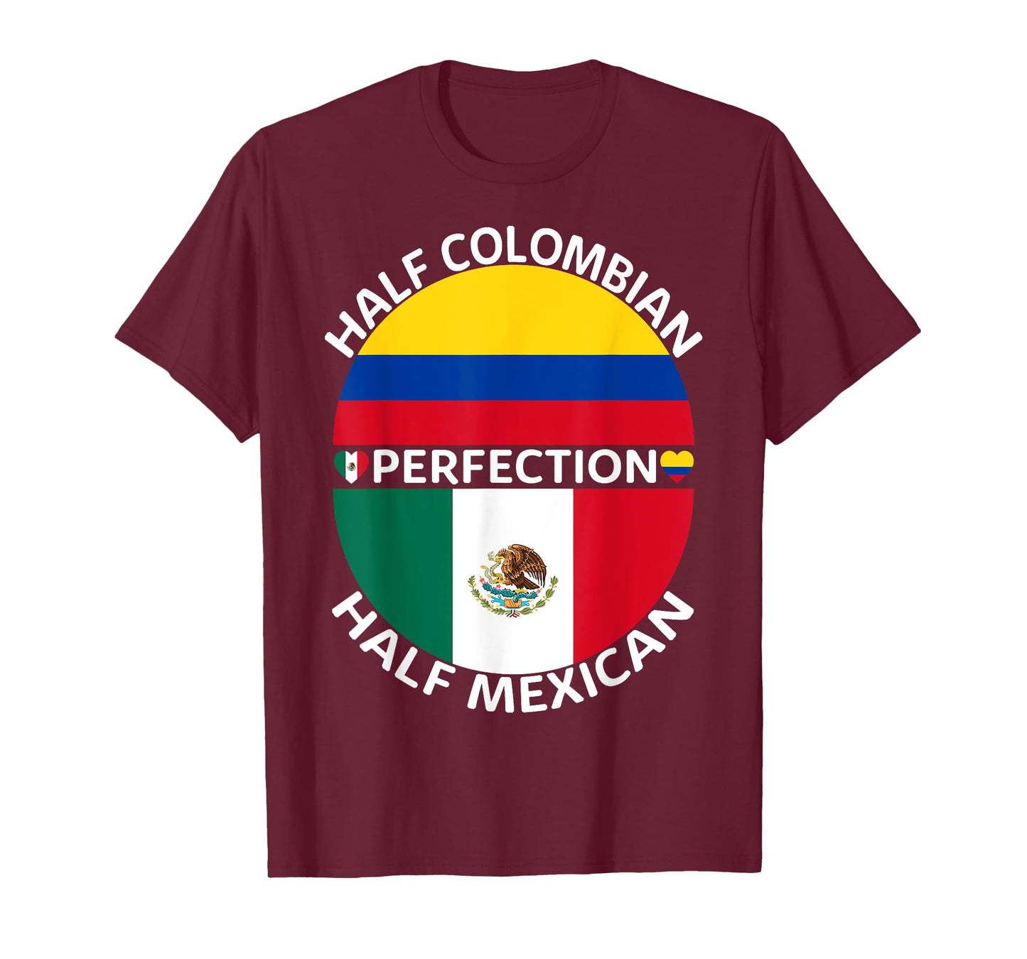 Half Mexican Half Colombian Mexico Colombia Flag Roots Men T-Shirt