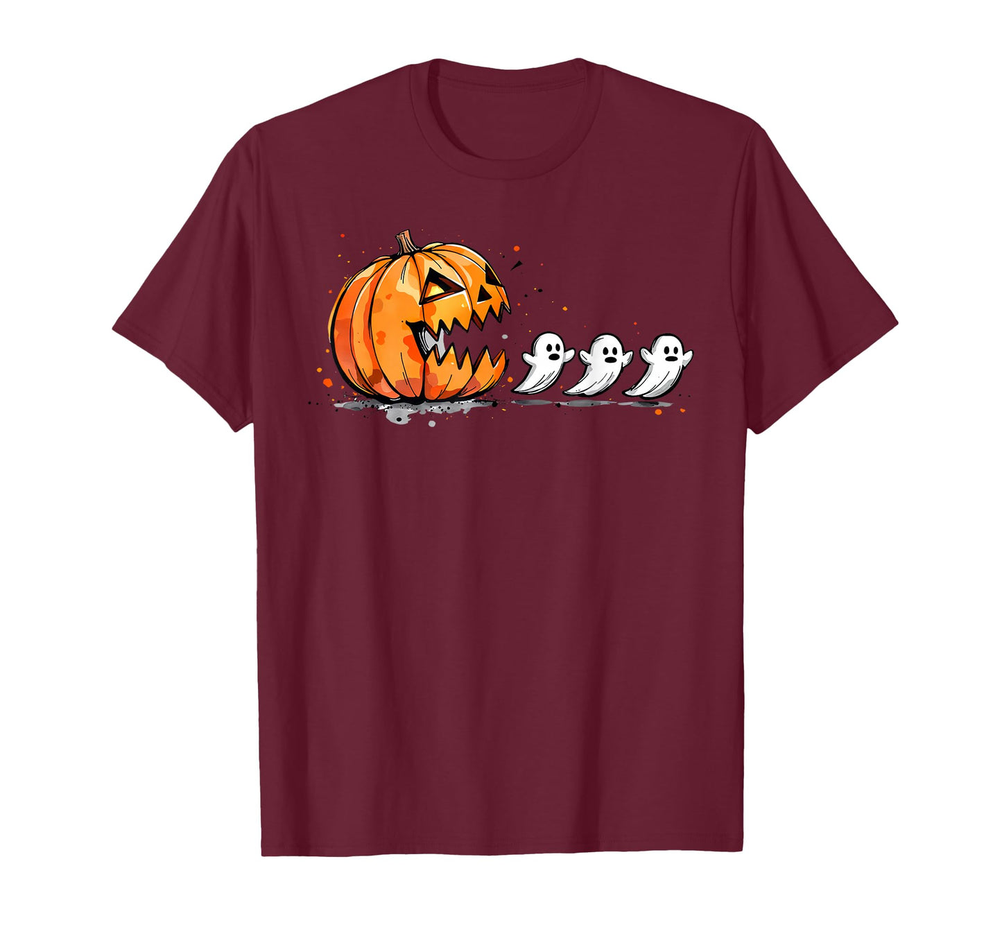 Pumpkin Chasing Ghosts Funny Spooky Halloween Costume T-Shirt