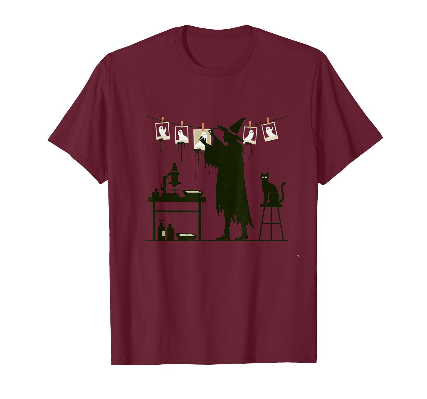 Funny Witch Photographer Ghost Haunted Photography Halloween T-Shirt