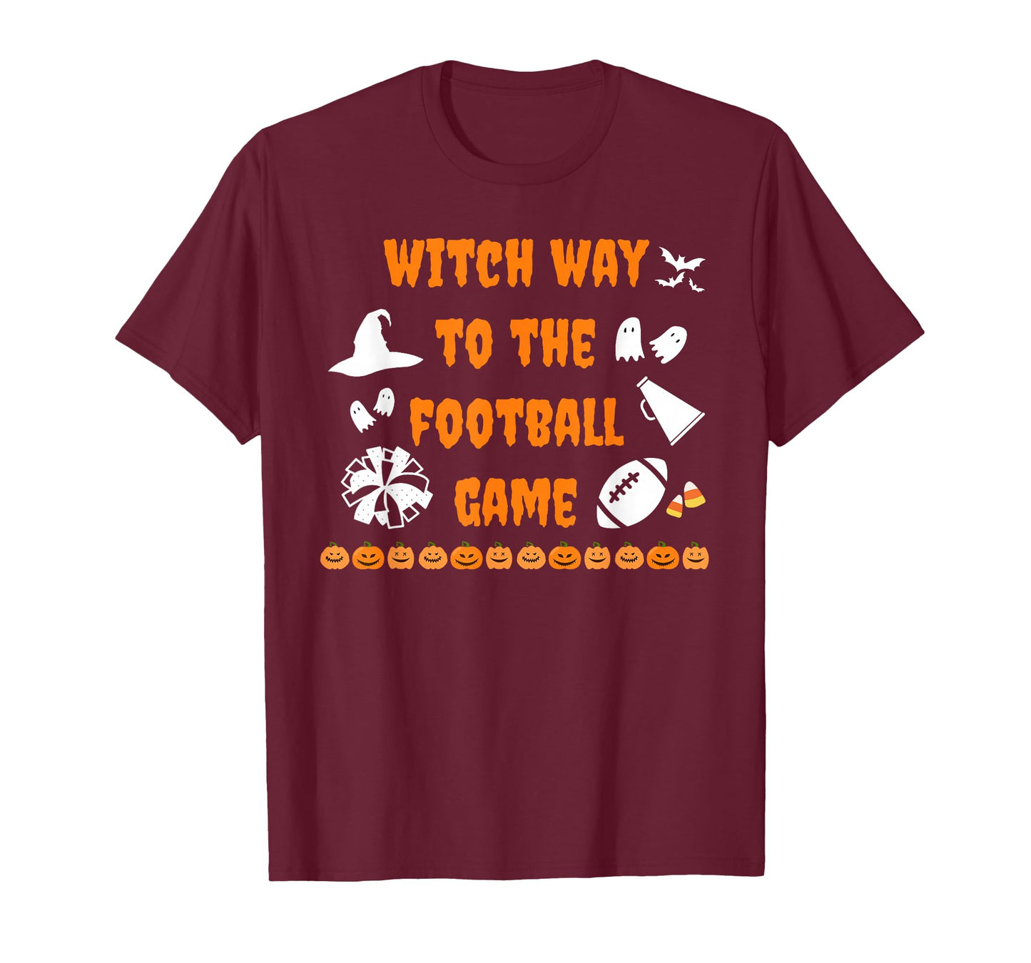 Witch Way to The Football Game Cheerleader Cheer Mom Funny T-Shirt