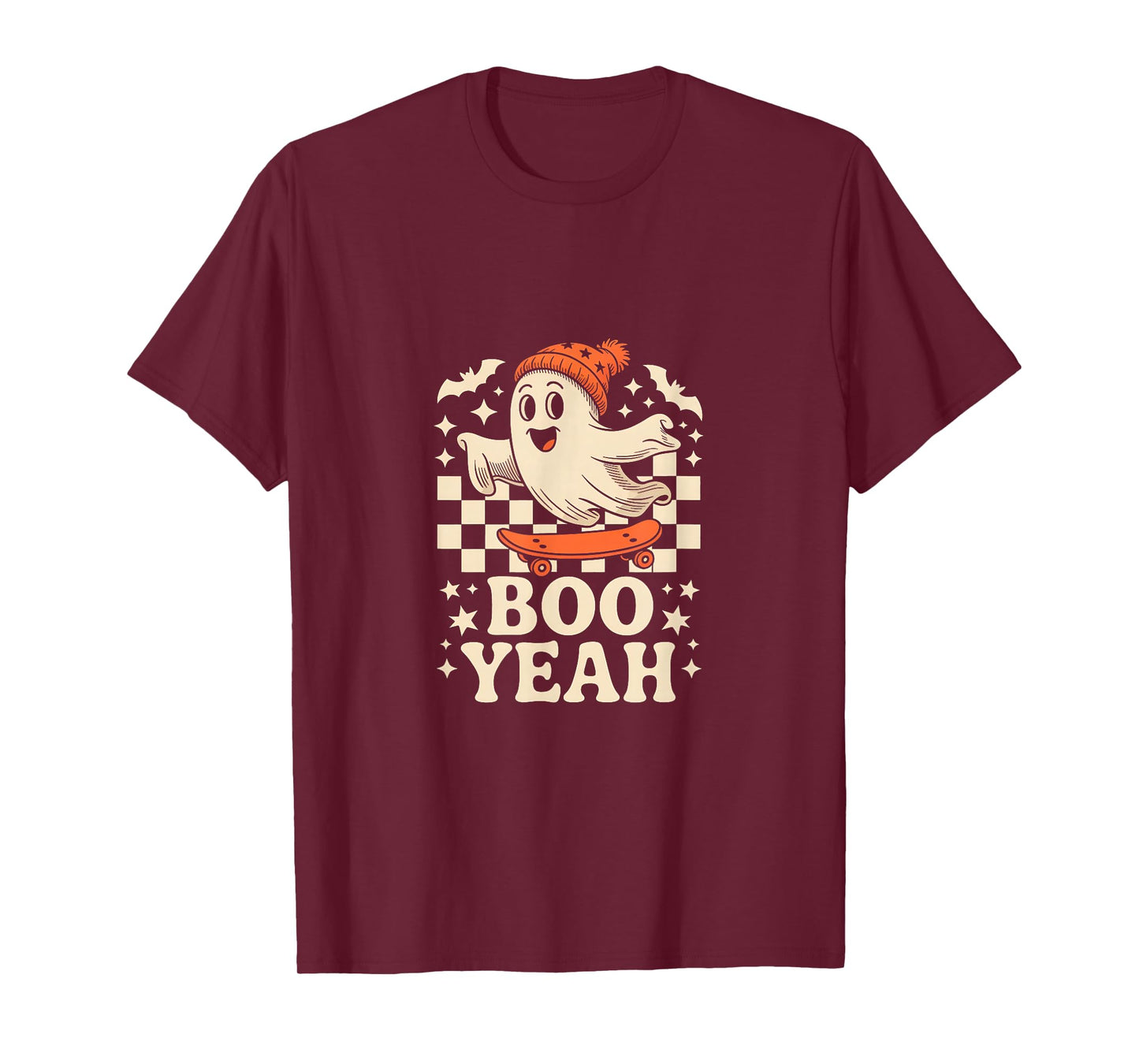 Boo Yeah Halloween Ghost Boys Retro Skateboard Toddler Kids T-Shirt