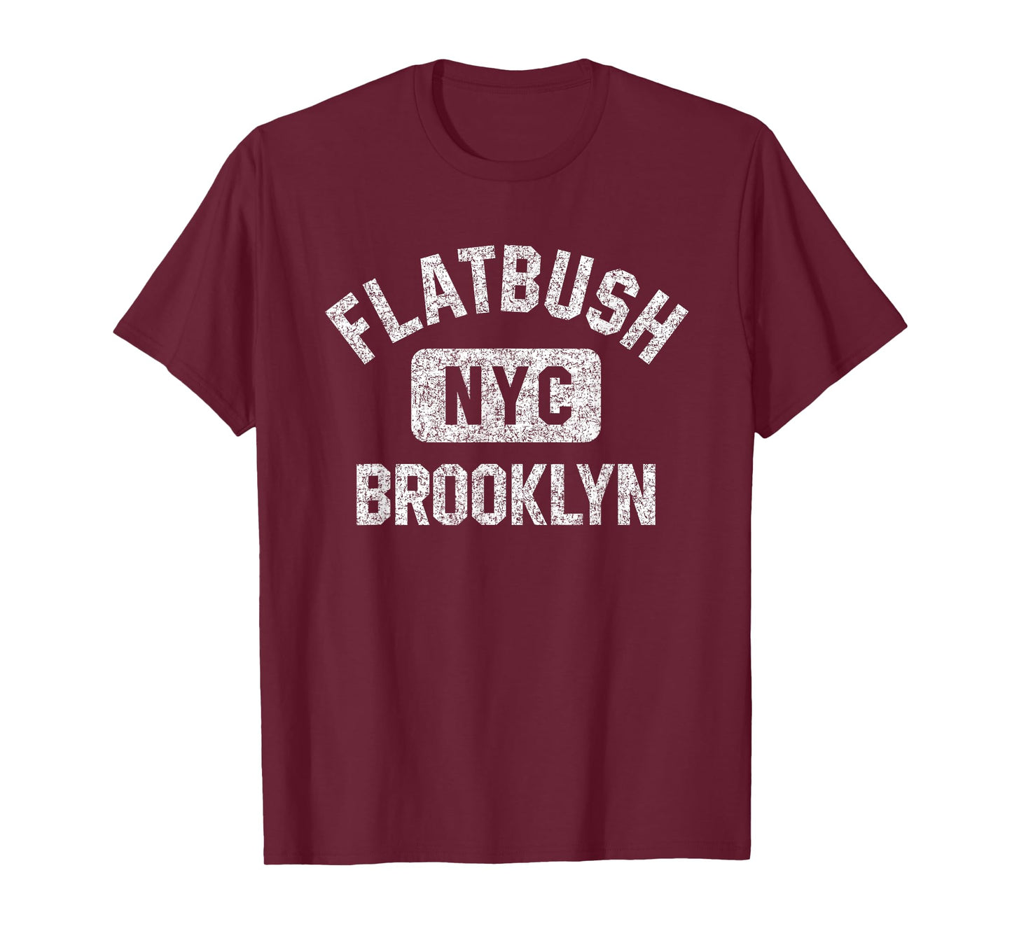 Flatbush Brooklyn NYC Gym Style Distressed White Print T-Shirt