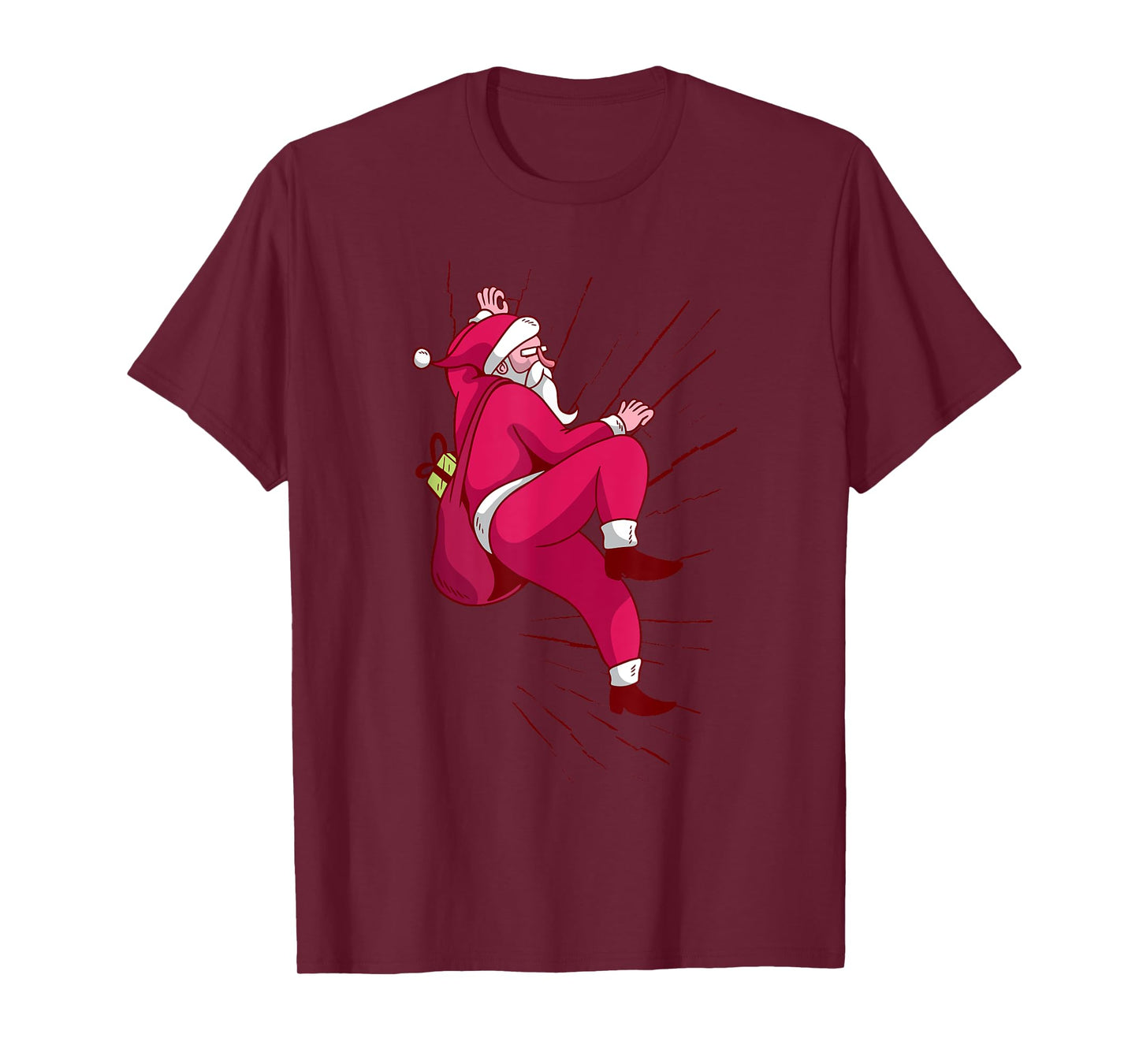 Santa Rock Climbing Christmas Gift T-Shirt