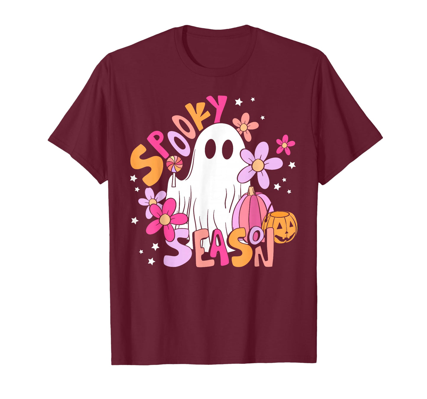 Spooky Season Happy Halloween Retro Ghost Spooky Women Girls T-Shirt
