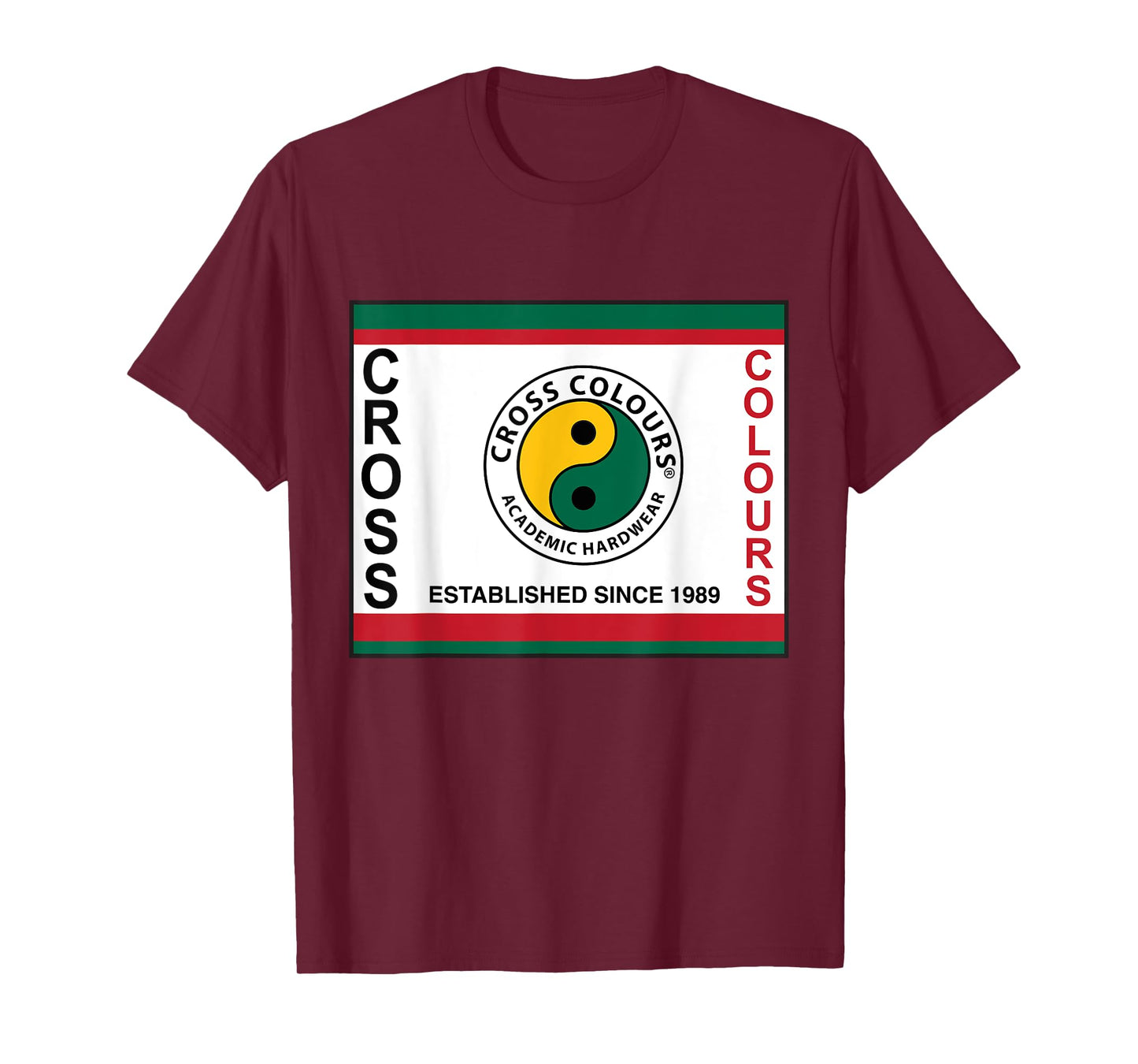 CROSS COLOURS Yin Yang Label Logo Retro Graphic 1990's Urban Vintage Unisex Adult T-Shirt