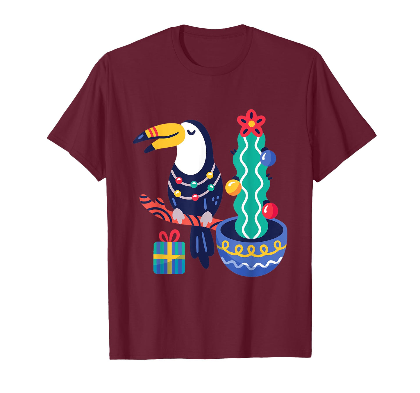 Ugly Christmas Toucan Bird Tropical Merry Xmas Cactus Cute T-Shirt