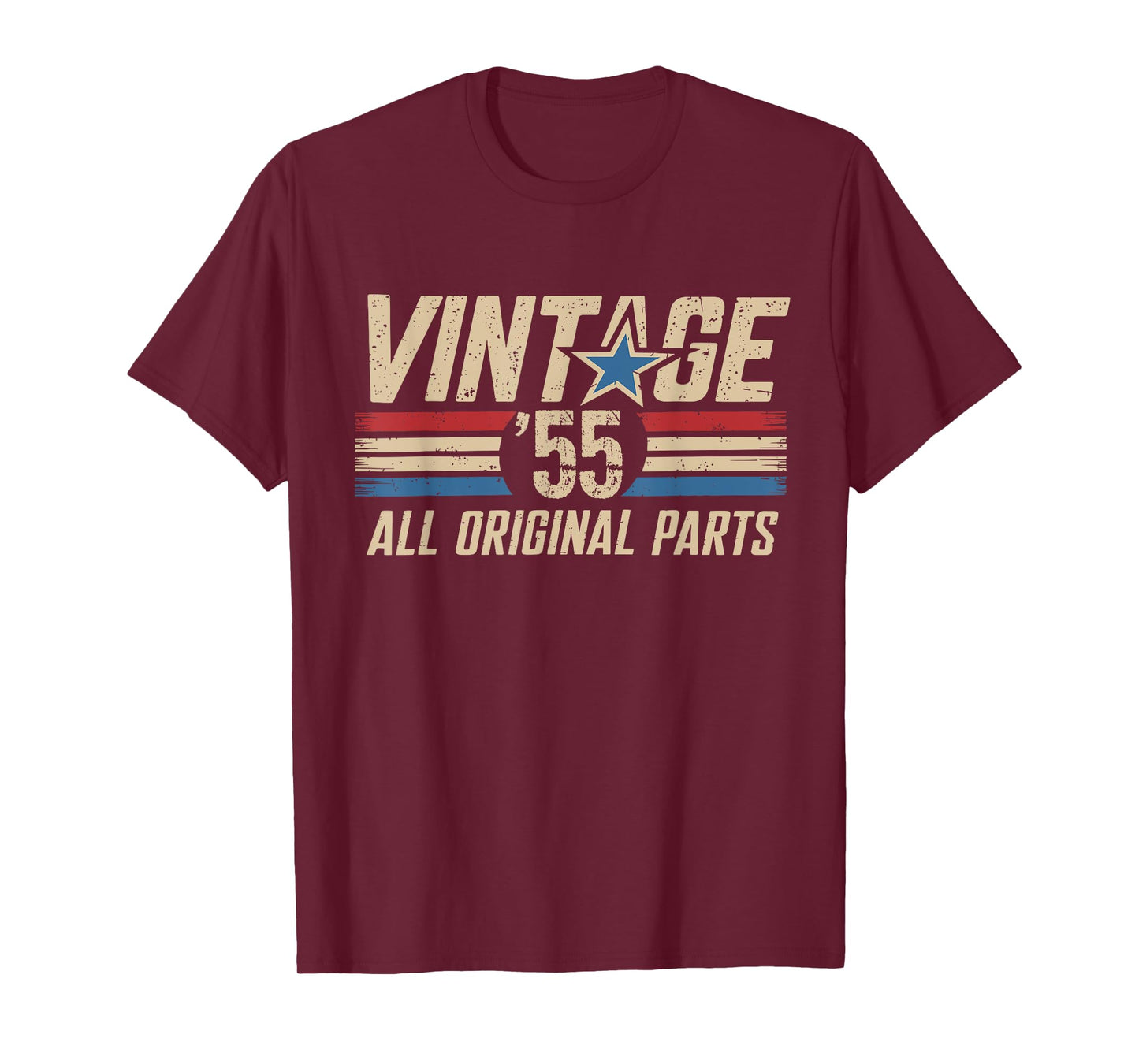Retro Vintage 1955 All Original Parts 70th Birthday For Men T-Shirt