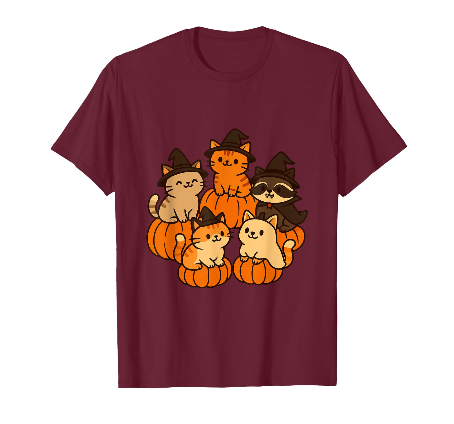 Halloween Cats and Raccoon - Witch Animals T-Shirt